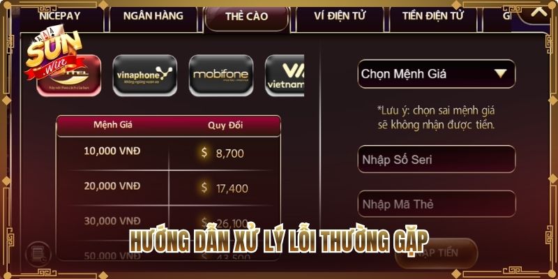 Hướng dẫn xử lý lỗi thường gặp