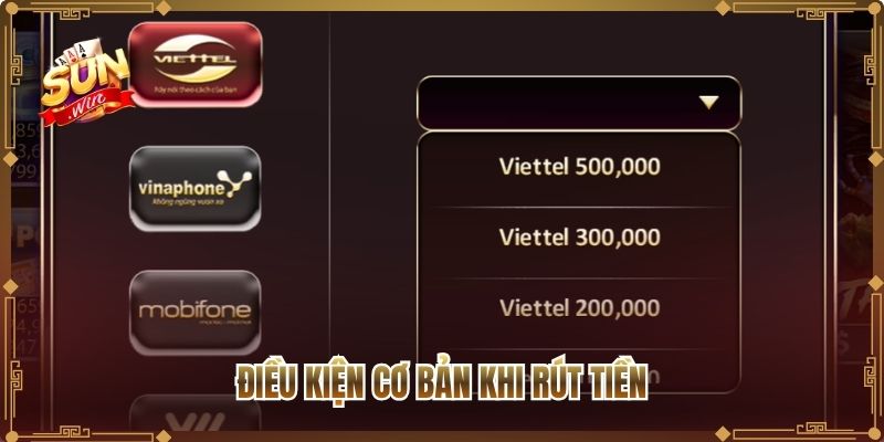 Điều kiện cơ bản khi rút tiền

